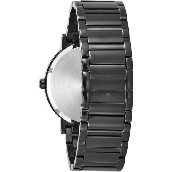 Men's 3-Hand Quartz Watch with Diamond Dial and Edge to Edge Crystal Black - Picture 3 of 5